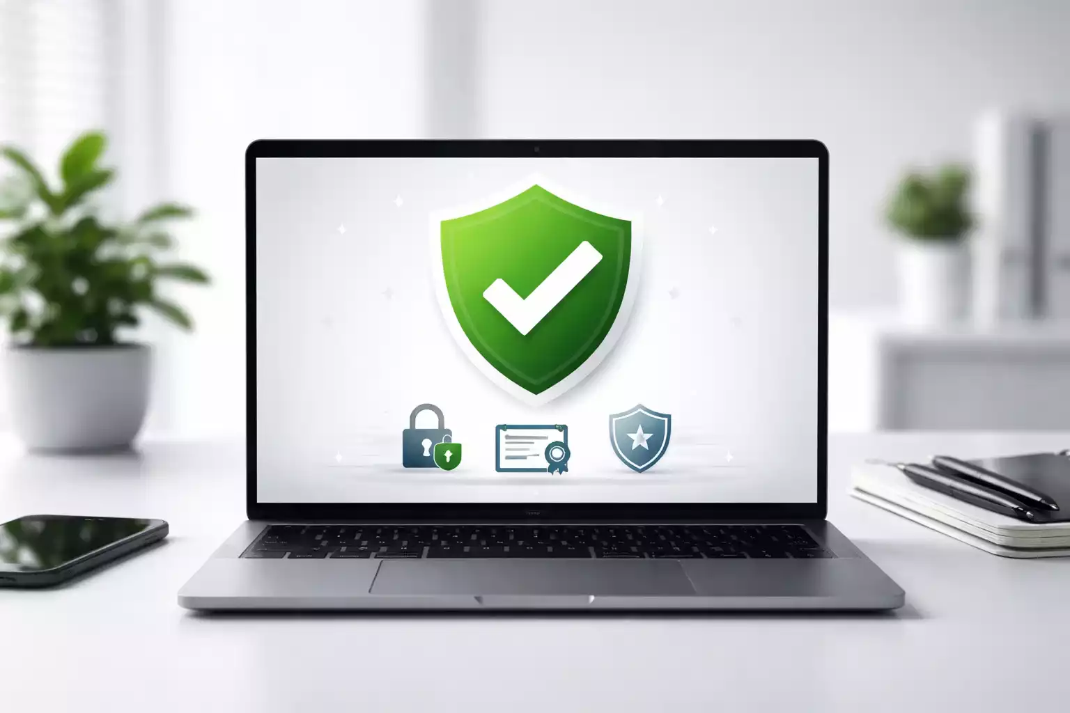 Iconos de verificación y seguridad representando licencias de casas de apuestas