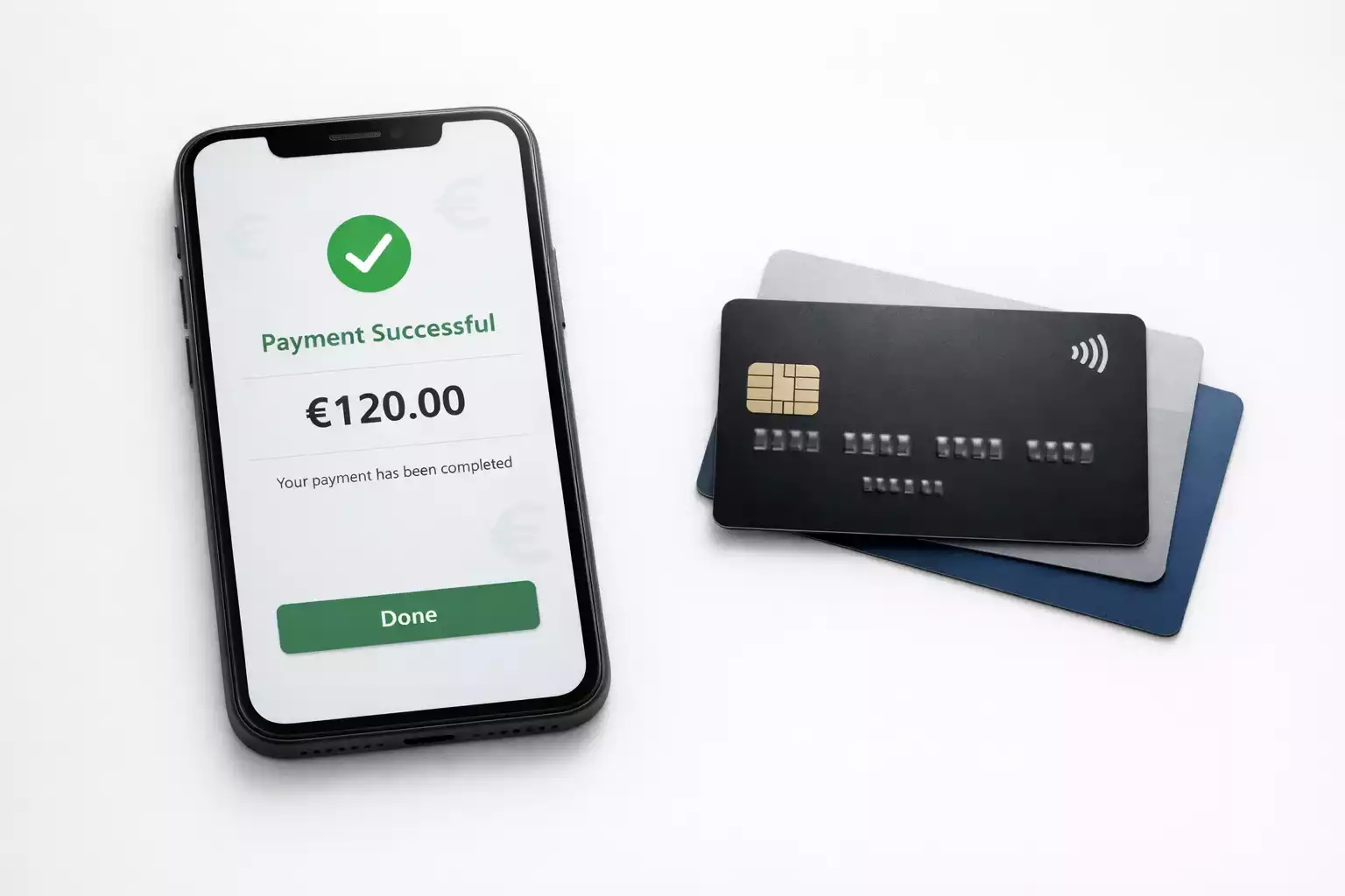 Métodos de pago digitales representados con tarjetas y smartphone para depósitos